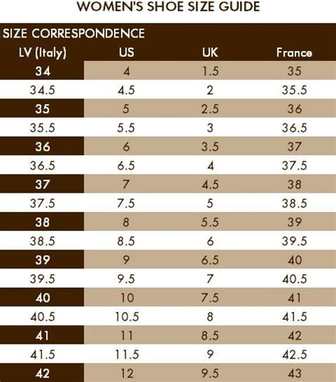 lv shoe size chart.